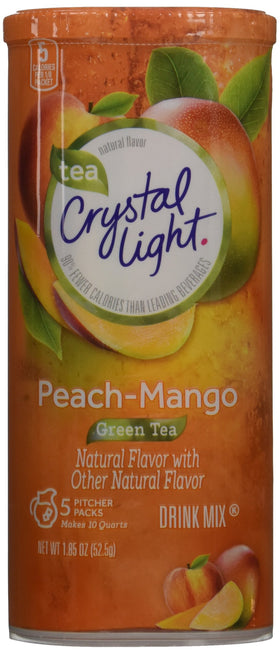 Crystal Light packaging shows six canisters for on-the-go hydration.