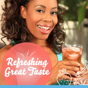 Label highlights low calories compared to many beverages