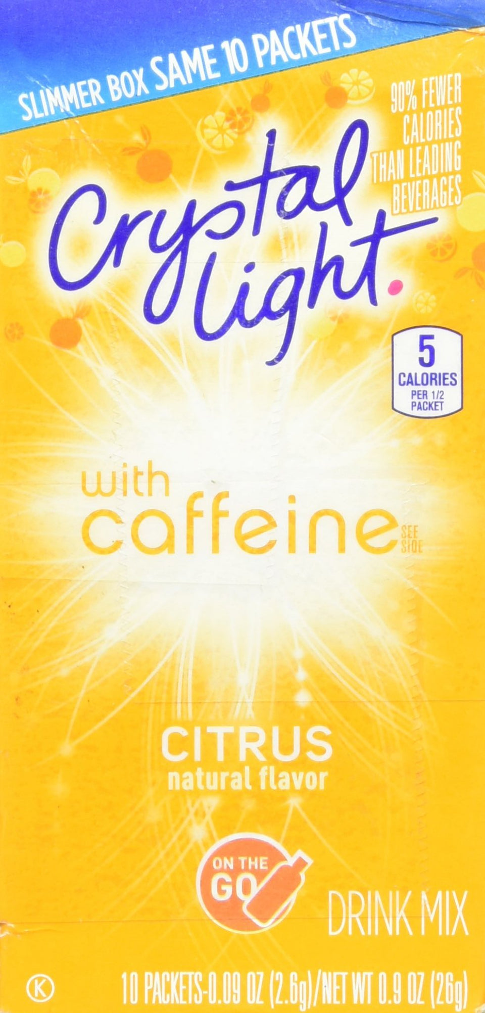 Crystal Light On The Go Citrus energy packet for a refreshing caffeine boost on the go.