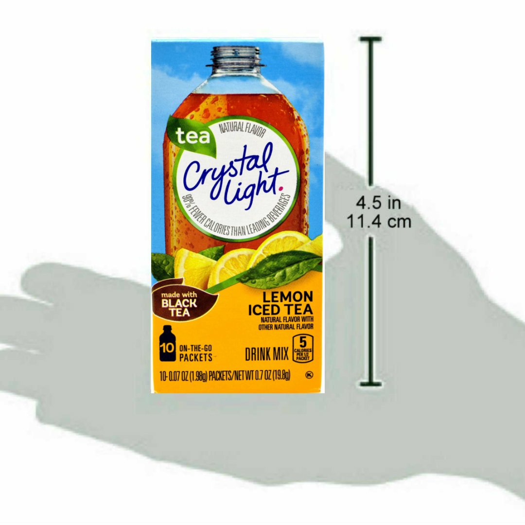 Crystal Light On The Go Lemon Iced Tea pack beside lemon and water for flavor boost