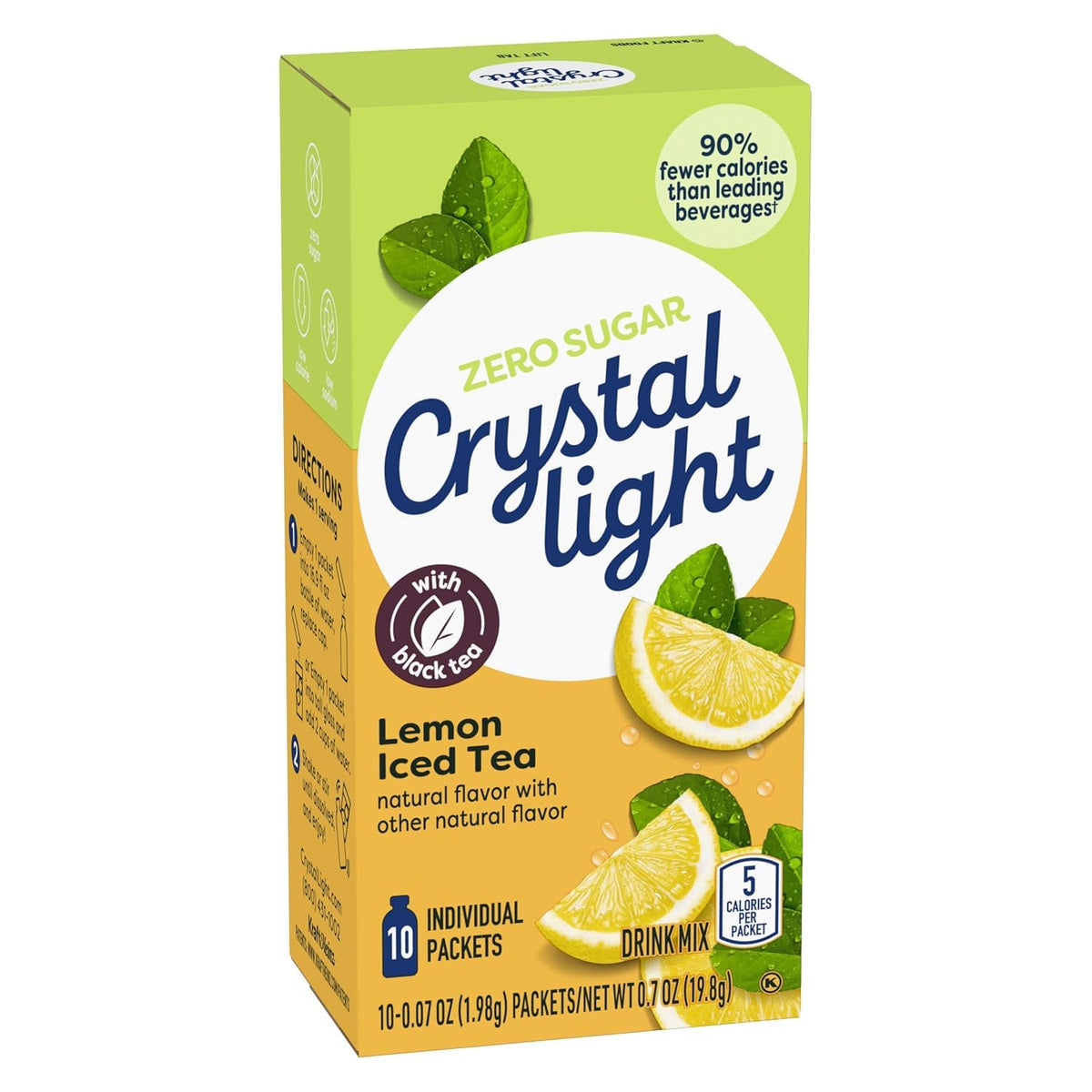 Crystal Light on-the-go packet beside water bottle for travel.