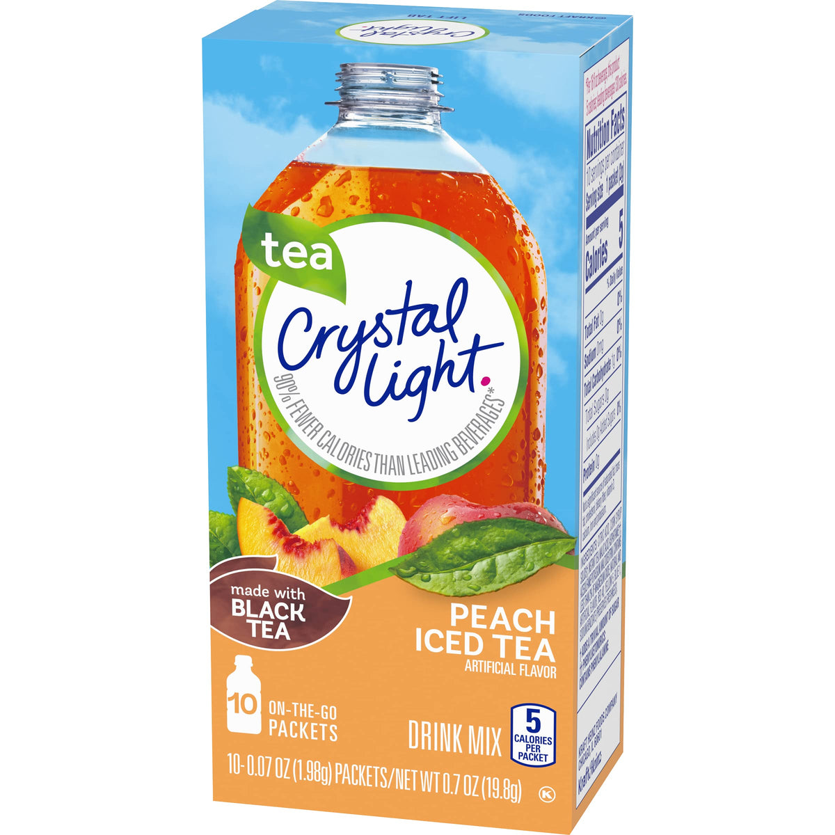 Crystal Light Peach box shows 10 packets per box for easy stocking