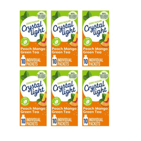Crystal Light On The Go Peach Mango Green Tea packet for quick hydration on the move.