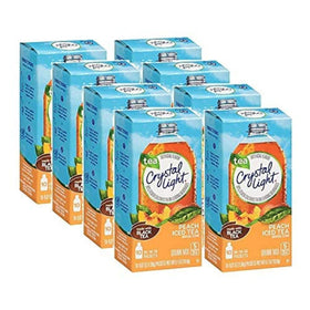 Crystal Light On-the-Go Peach packet ready to flavor water with five calories