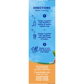 Crystal Light On-the-Go peach powder dissolving in water for instant flavor