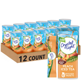 Crystal Light peach-iced-tea-packet shows a convenient sugar-free mix.