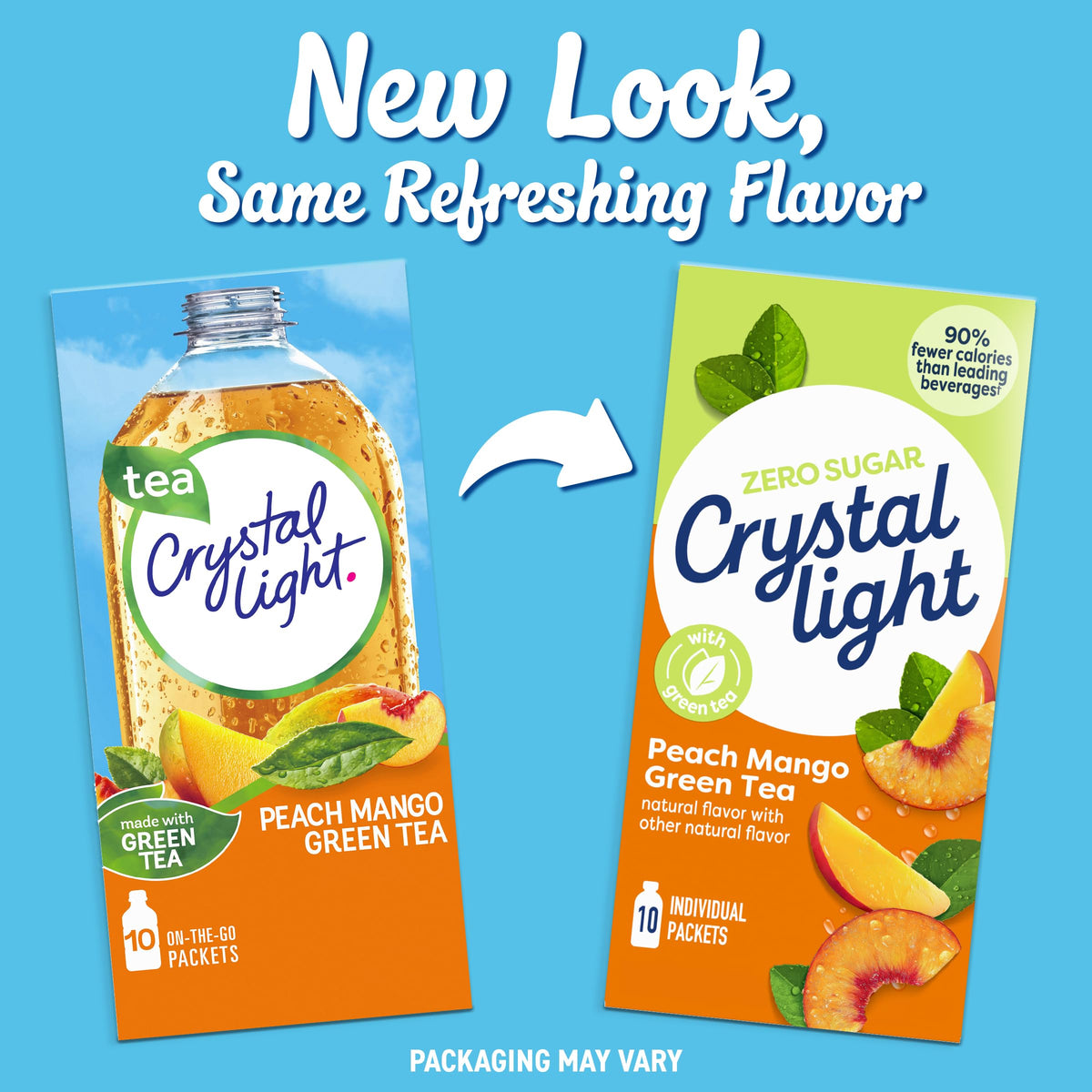 Close-up of Crystal Light Peach Mango flavor crystals in powder