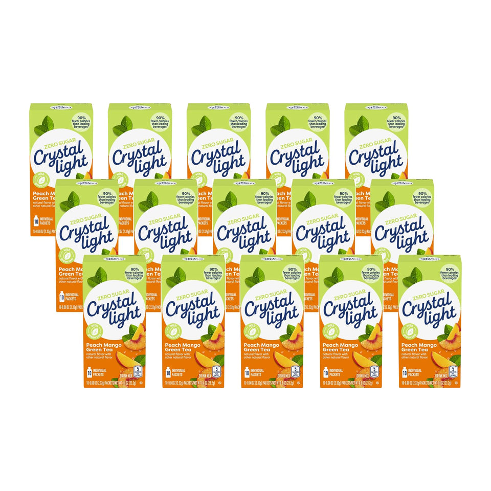 Crystal Light Peach Mango Green Tea on-the-go packet for a zero-sugar refreshment