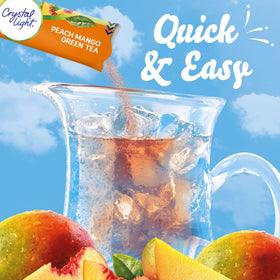 Pouring Crystal Light into a glass highlights refreshing, sugar-free taste.