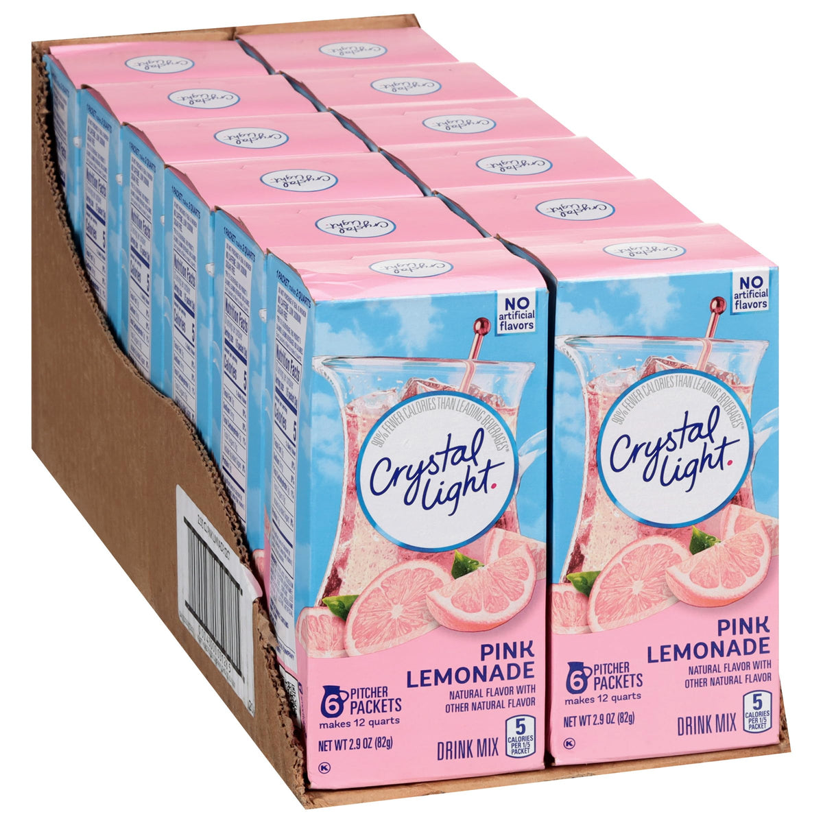 Glass of Crystal Light Pink Lemonade being poured for a low-calorie treat