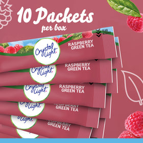 Crystal Light Raspberry Green Tea pour in a glass showing inviting color.