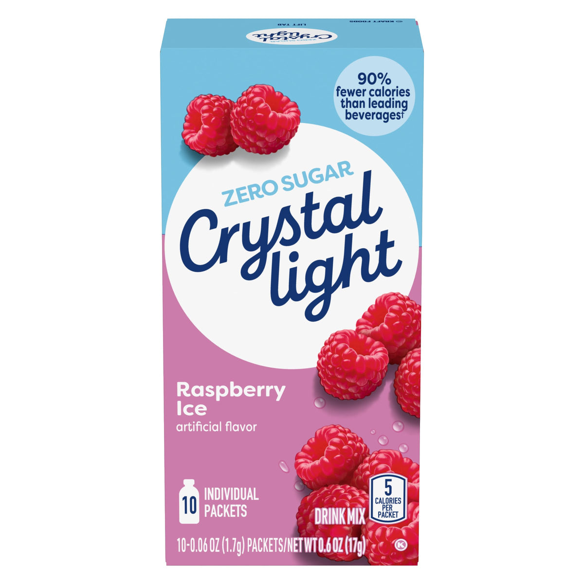 Crystal Light Raspberry Ice on-the-go packet for quick flavor without sugar.