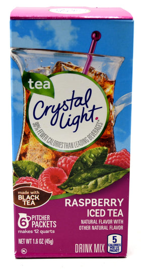 Crystal Light Raspberry Iced Tea seven-pack canisters, convenient hydration option