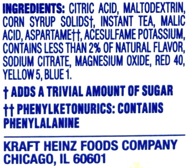 Low-calorie Crystal Light option with 5 calories per serving