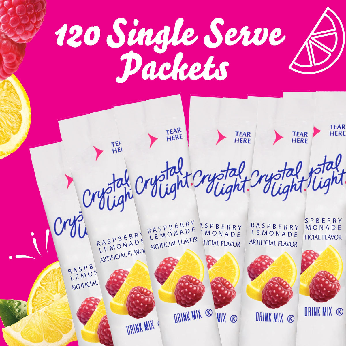 Crystal Light Raspberry Lemonade dissolving in water for fast, flavorful hydration