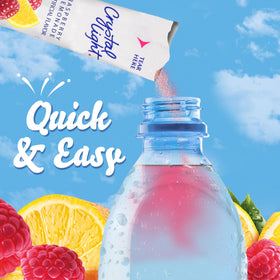 Crystal Light Raspberry Lemonade being poured into a cup for serving guests