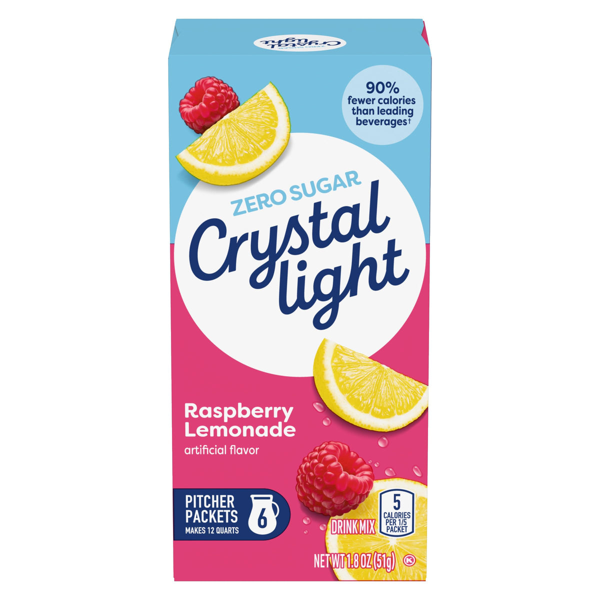 Crystal Light Raspberry Lemonade powder packet for zero sugar refreshment anytime