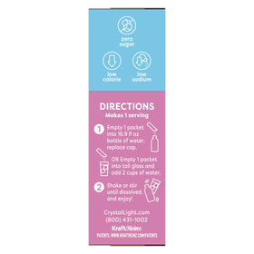 Crystal Light ready-to-mix beverage in a tall glass, low-calorie refreshment.