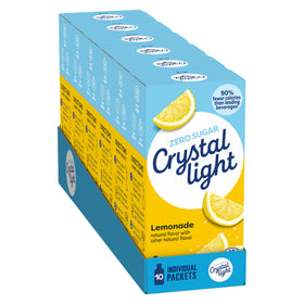 Crystal Light lemonade glass with stirred drink showing crisp refreshing flavor