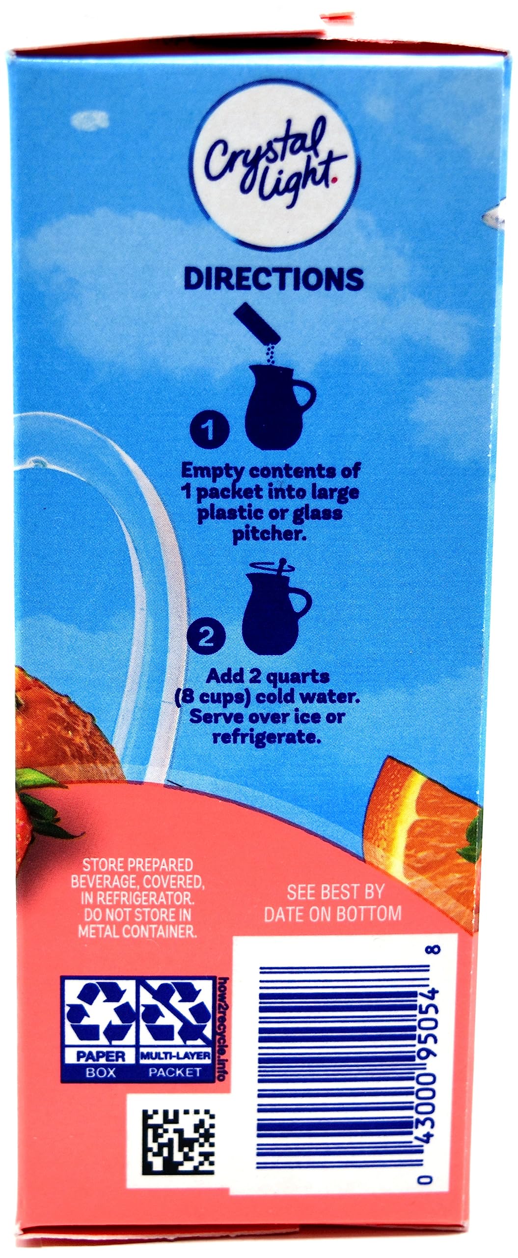 Packet being stirred into a glass of water to dissolve flavor.