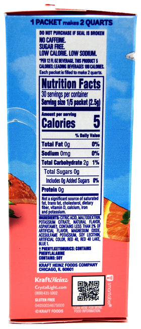Crystal Light packets ready to mix into water for a low-calorie flavor boost.