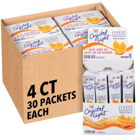 Crystal Light Sunrise Orange on-the-go packets for quick, low-calorie hydration.