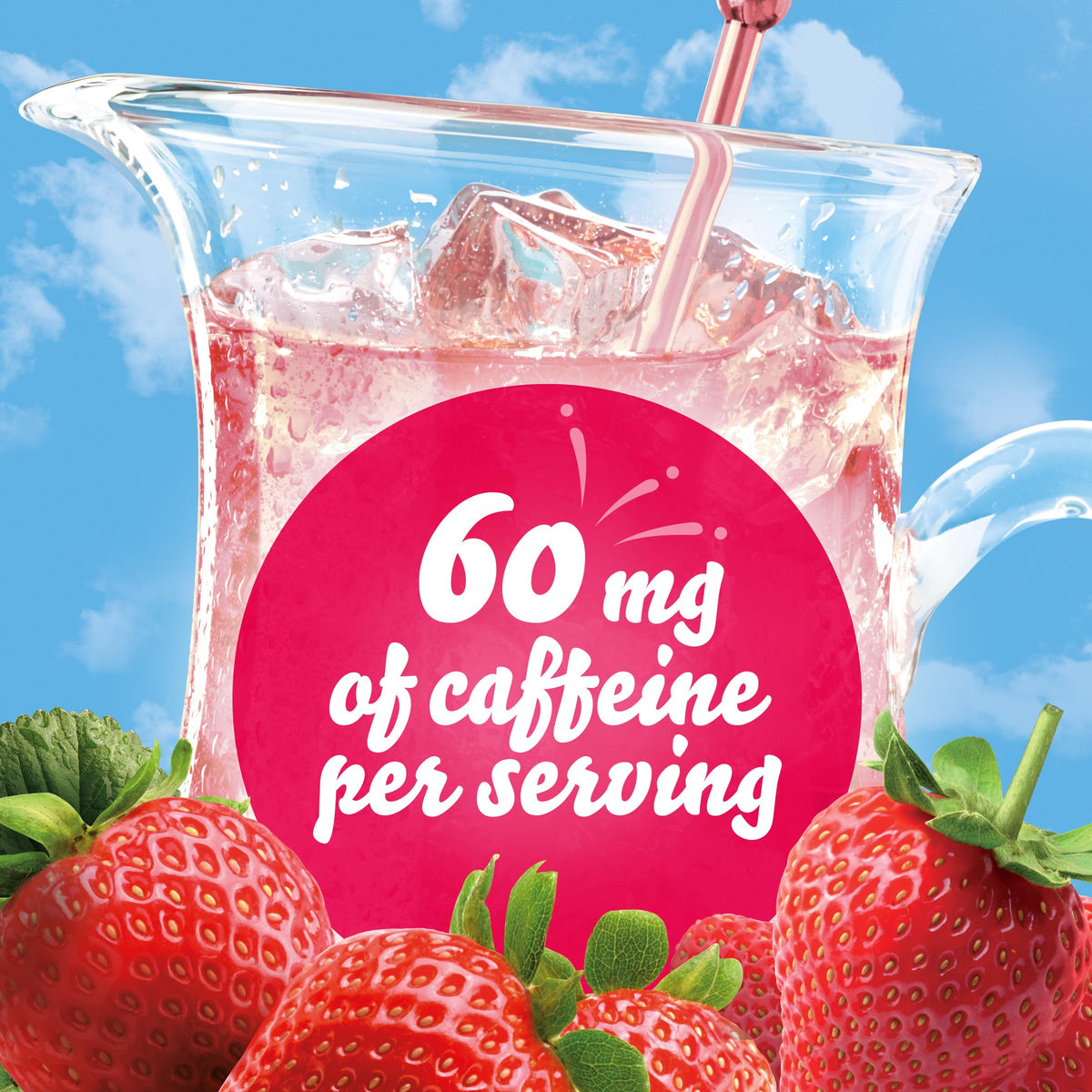 Crystal Light Wild Strawberry sugar-free, 10 calories per packet, perfect for light refreshments.