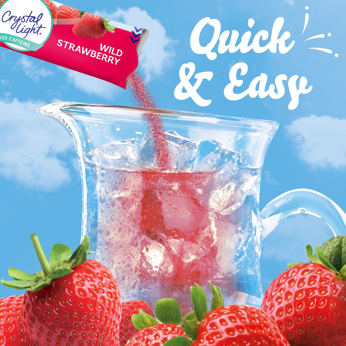 Crystal Light Wild Strawberry caffeine packet provides a daytime energy lift.
