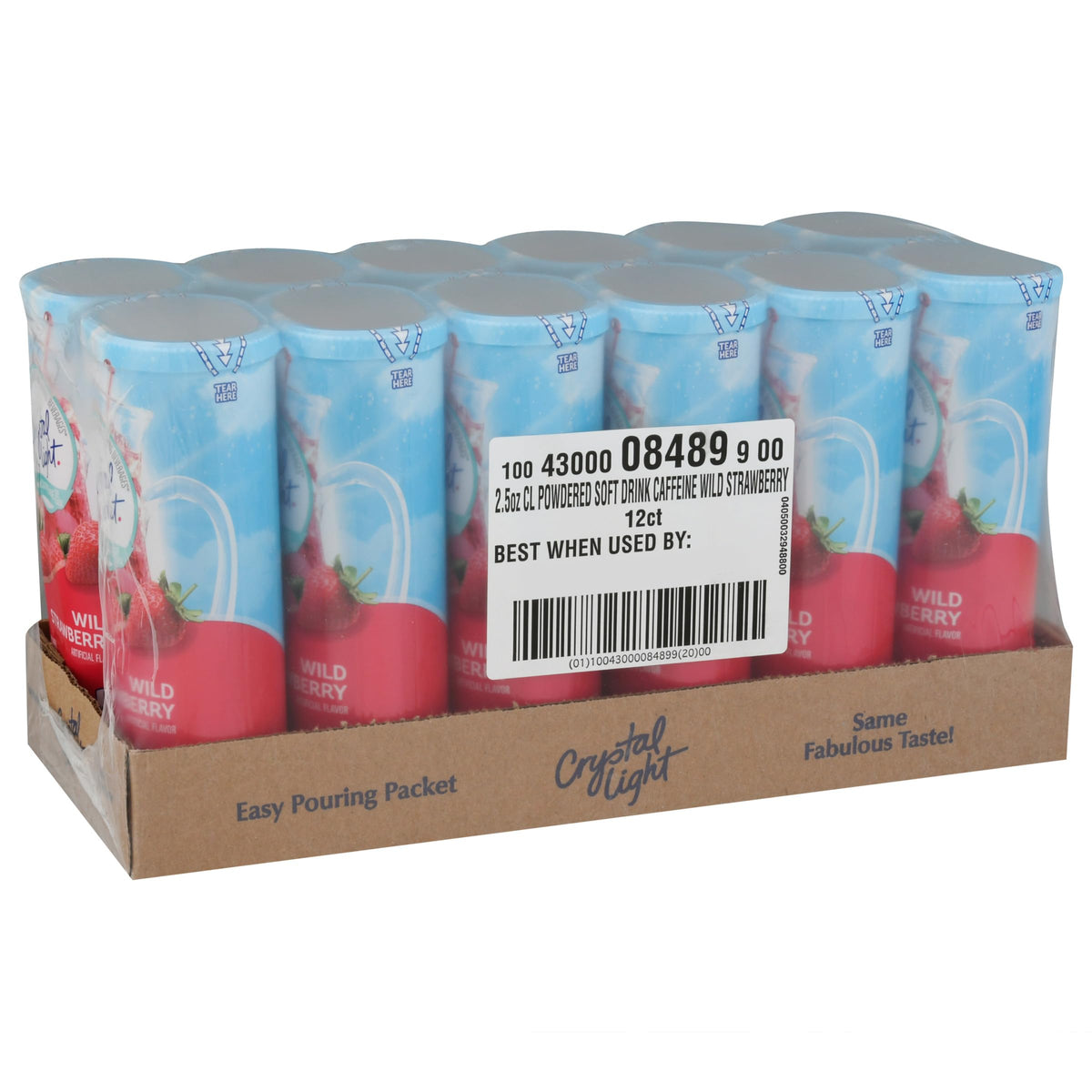 Compact canister collection of Crystal Light Wild Strawberry for travel and workouts.
