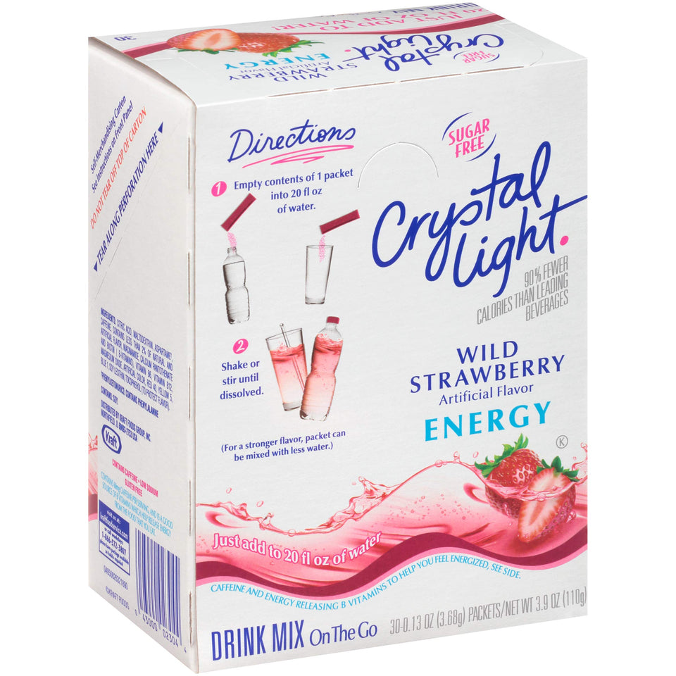 Crystal Light Wild Strawberry drink mix packets for quick refreshment