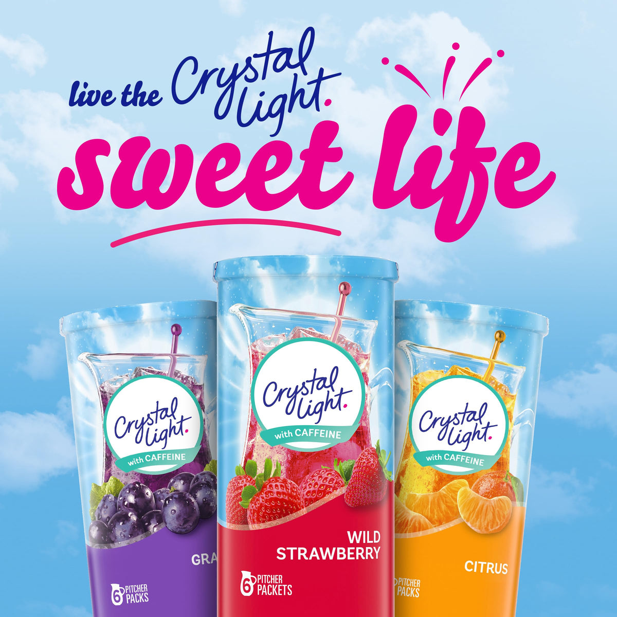Crystal Light Wild Strawberry powder dissolves quickly in water for on-the-go hydration.