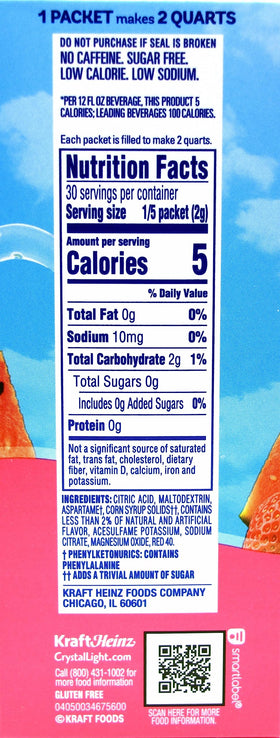 Crystal Light zero-sugar flavor packets provide a lighter beverage option