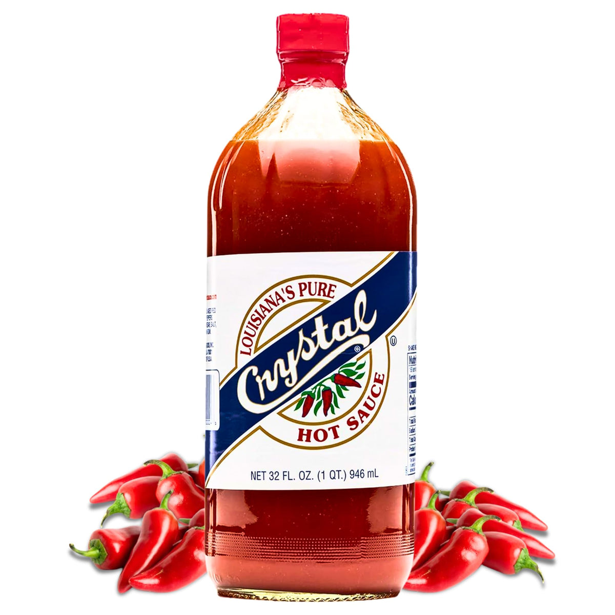 Crystal Louisiana's Pure Hot Sauce bottle with pour boosts flavor on meals.