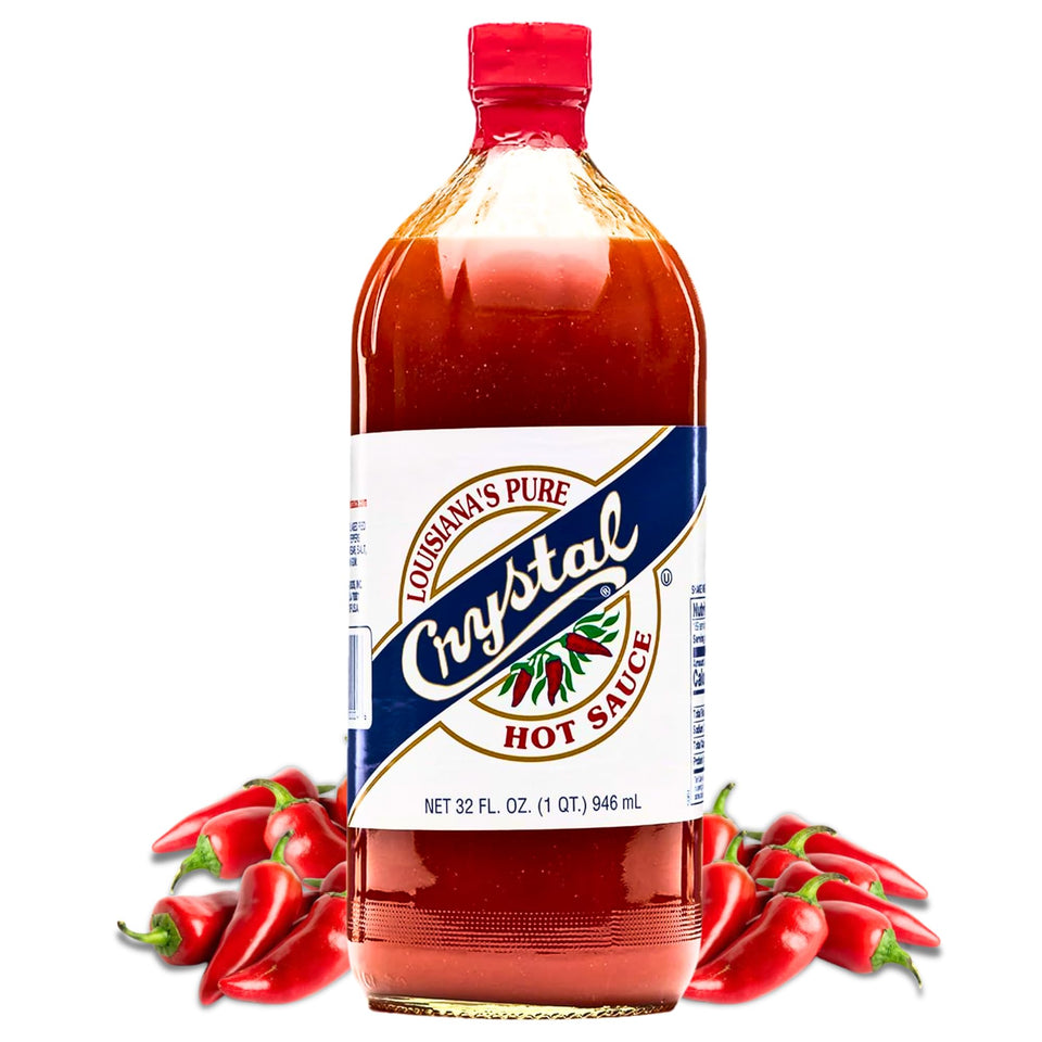 Crystal Louisiana's Pure Hot Sauce bottle with pour boosts flavor on meals.