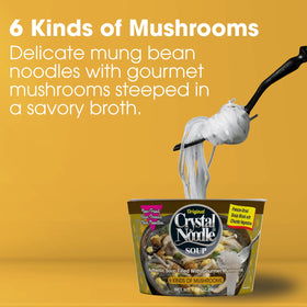Crystal Noodle Soup oyster-mushrooms slices ready in minutes for busy days.