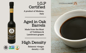 Cucina Amore balsamic reduction used as dessert glaze for fruit or pastry.