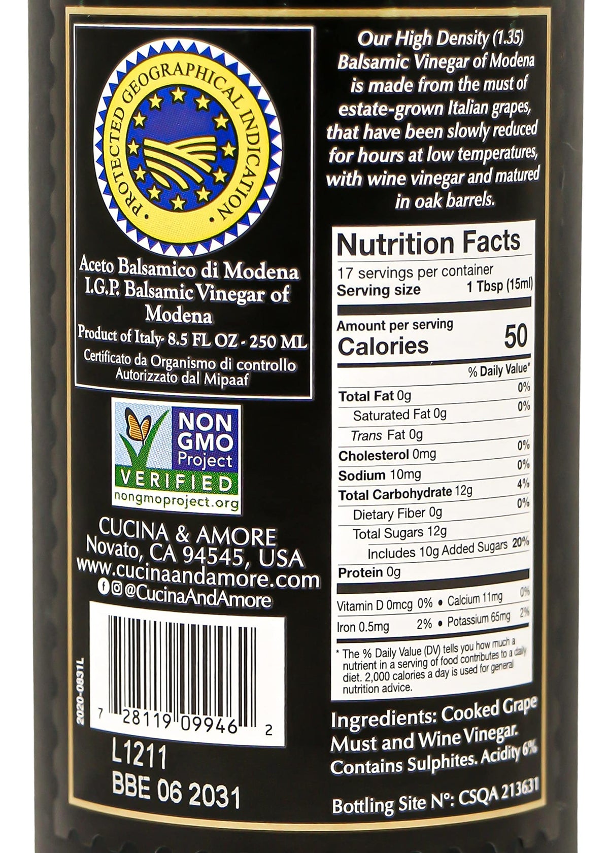 Cucina Amore balsamic glaze pour adds glossy, sweet-tart drizzle to dishes.
