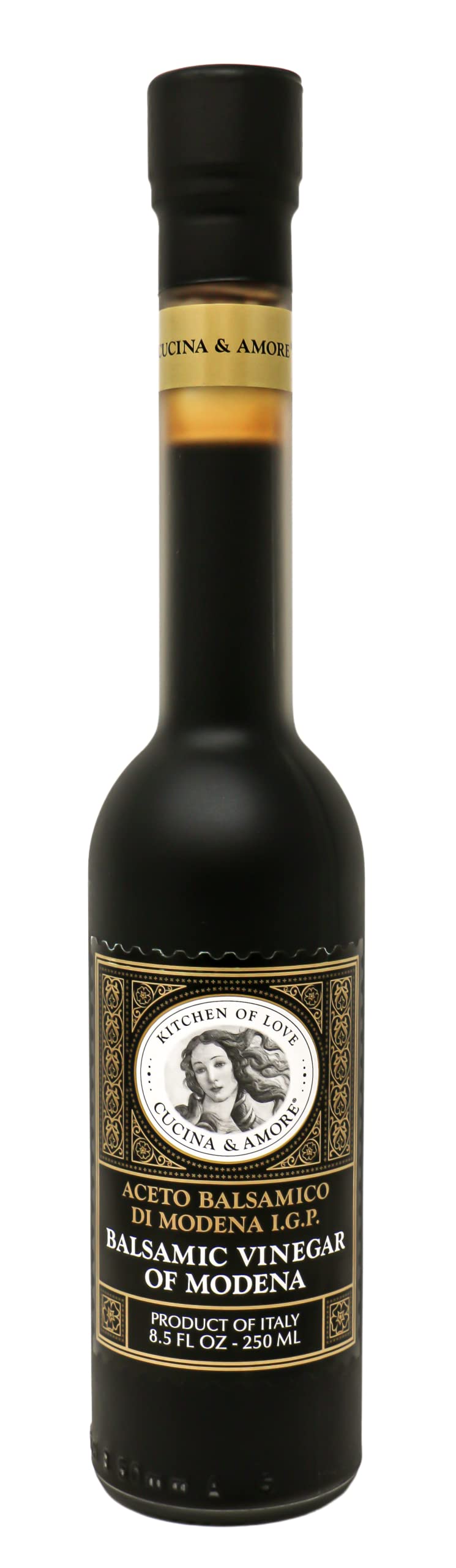 Cucina Amore Balsamic Modena bottle ready to glaze salads and meats.