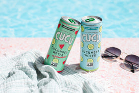 CUCU BPA-free recyclable can shown on a kitchen counter.