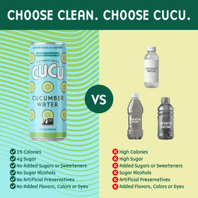 CUCU non-GMO handpicked cucumbers from family farms label on the can.