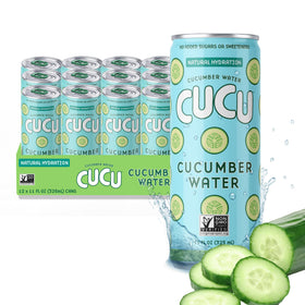 CUCU pressed cucumber water can being poured for refreshing hydration.