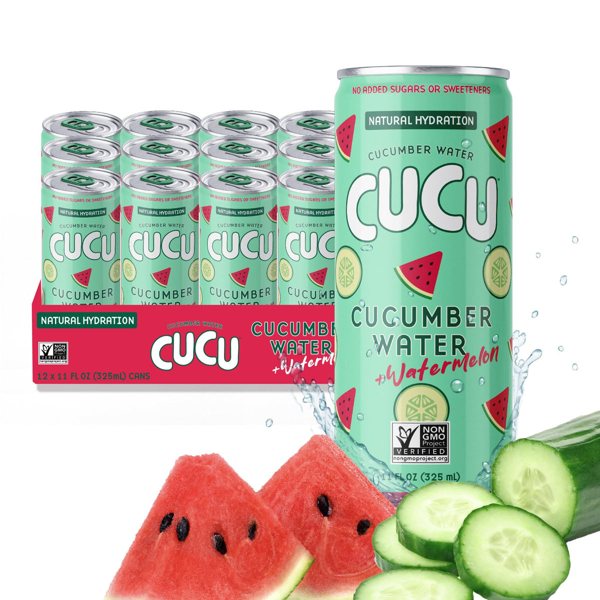 CUCU pressed cucumber water can front shows crisp hydration for post-workout refreshment.