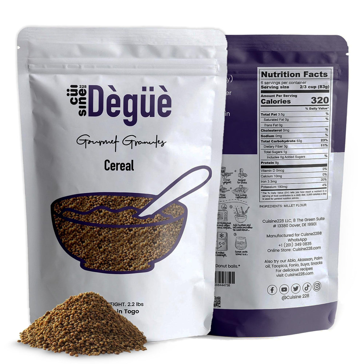 Cuisine228 Dégué millet couscous dessert pack, ideal for quick family desserts