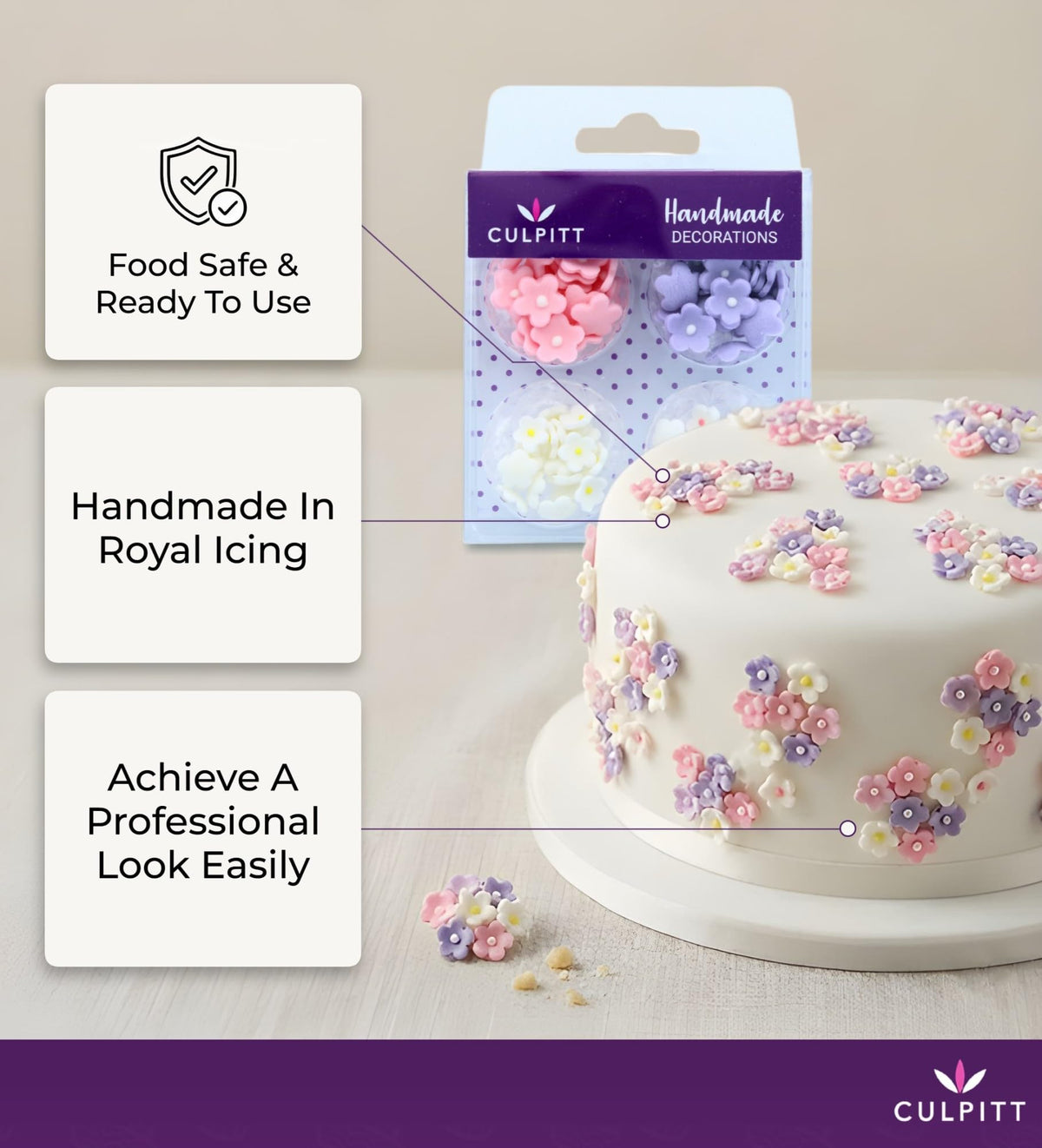 Culpitt Mini Flowers 10mm sugar paste for cupcakes and cakes