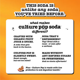 Culture Pop gluten-free claim appears beside crisp, tangy flavors for sensitive diets.