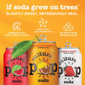 Culture Pop can with kosher and gluten-free seals signals quality.