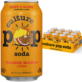 Culture Pop Orange Mango Lime can with probiotic, low-sugar refreshment.