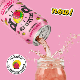 Culture Pop glass and can showcase a sparkling, refreshing drink ideal for daily hydration.
