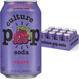 Culture Pop Grape can front shows probiotic, low-sugar refreshment for daily breaks.