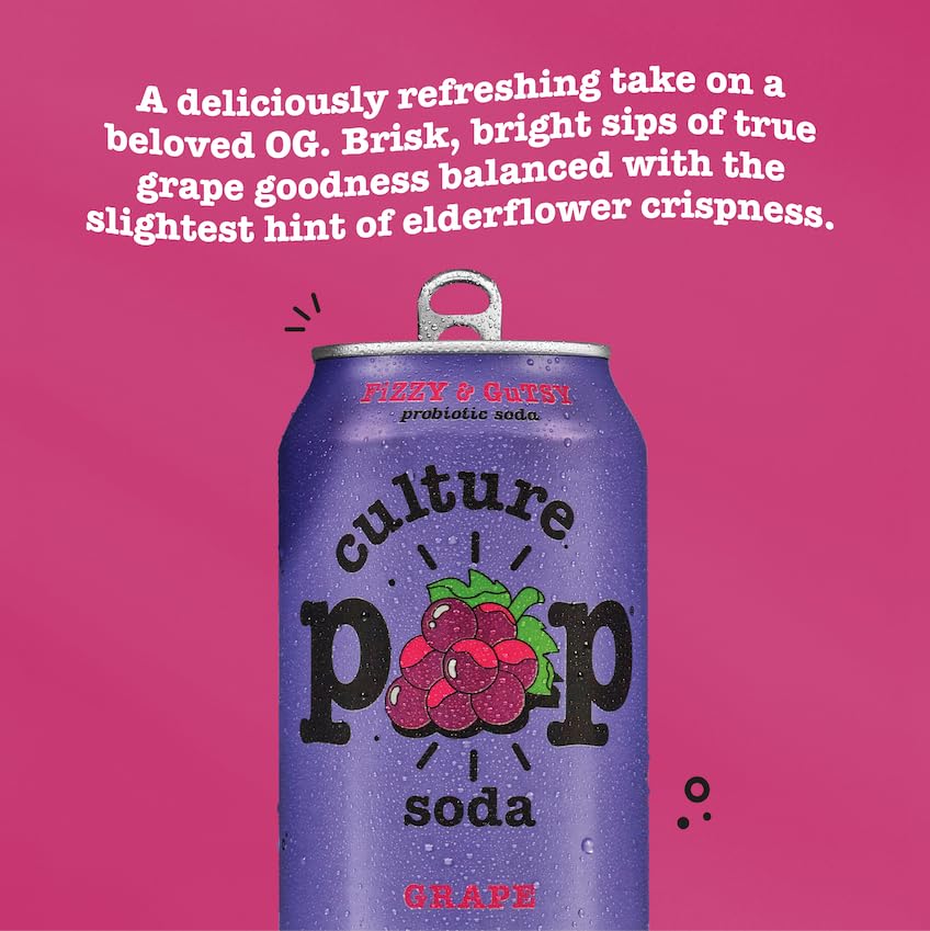 Culture Pop Grape 12pk pack shot emphasizes convenient on-the-go refreshment.